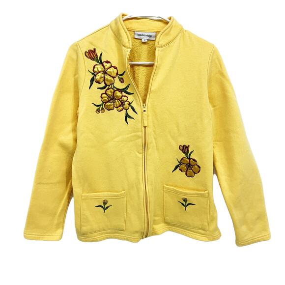 Womens Breckenridge Full Zip Yellow Embroidered Sweatshirt Jacket Size S - Picture 2 of 7